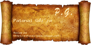 Patonai Géza névjegykártya
