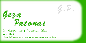 geza patonai business card