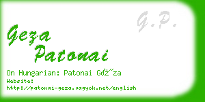 geza patonai business card